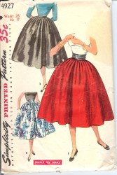 4927 1950s CIRCLE FLARE PLEAT SKIRT, CUMMERBUND PATTERN 24'' WST